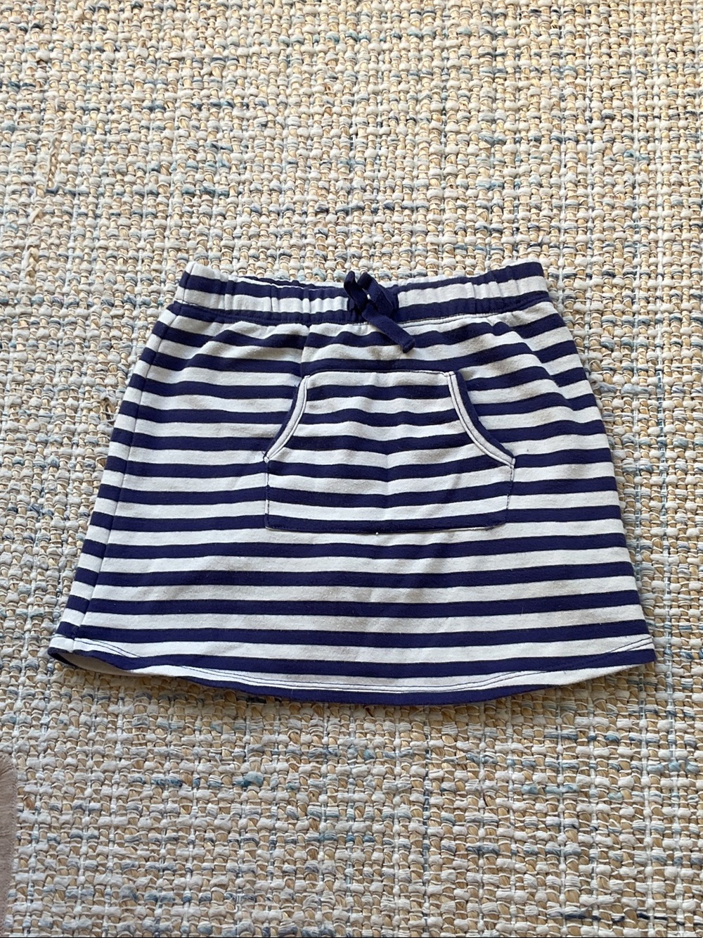 Navy and White Striped Pull-On Girls' Skirt runs big